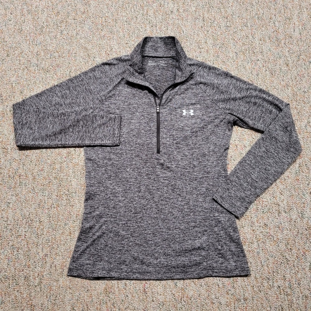 Under Armour 1/4 Zip Pullover Women Medium Gray Heathered Athletic Activewear